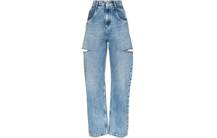 Maison Margiela Mid-Rise Cut-Out Detailed Jeans