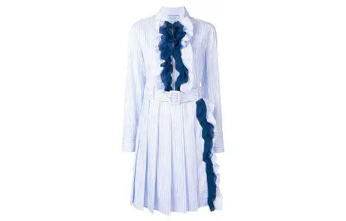 PRADA Long Sleeved Dresses Women's Blue Lapel Moderate