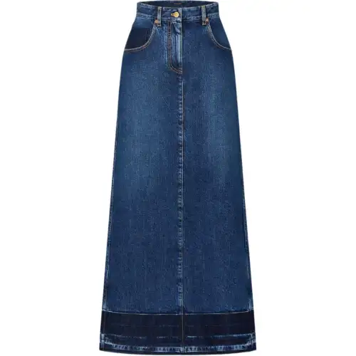 LOUIS VUITTON FW24 Denim Long Skirt Women's Blue