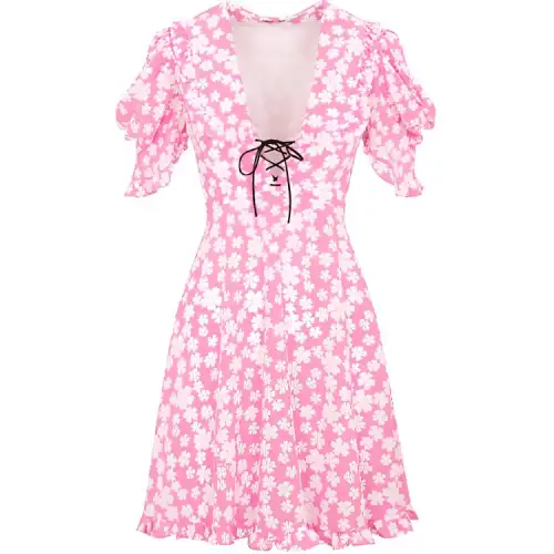 MIU MIU SS22 Short Sleeved Dress Women's Pink