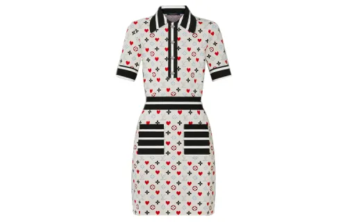 LOUIS VUITTON Short Sleeved Dress Women's White