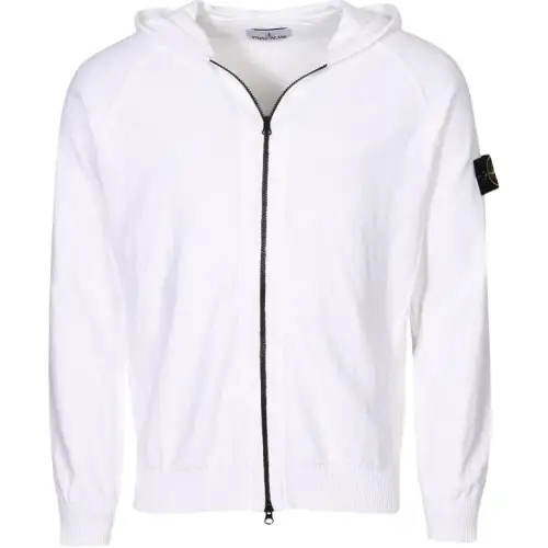 STONE ISLAND Logo Patch Zip Up Knitted Jacket