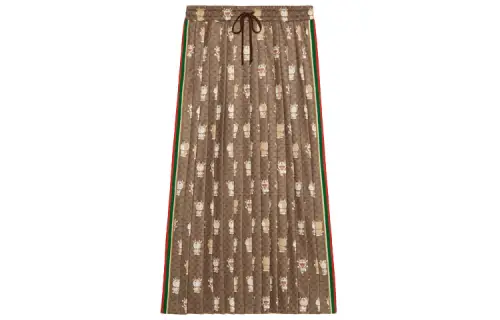 GUCCI X Doraemon Knit Long Skirts Women's Ebony Moderate Mid Length A Line Skirt