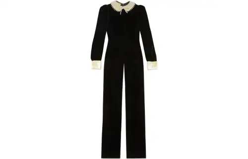 【Previous Season】velvet beaded-collar jumpsuit