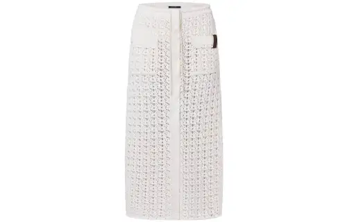 LOUIS VUITTON Knit Long Skirt Women's White
