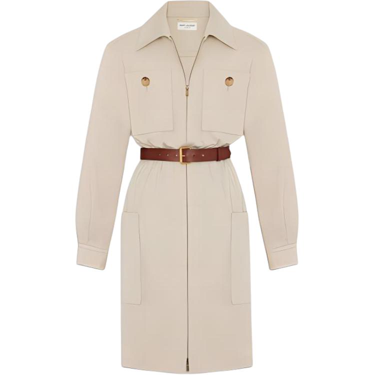 Saint Laurent Saharienne Belted Dress