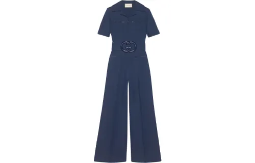 GUCCI Jumpsuits Women's Blue Moderate Straight Fit Pants