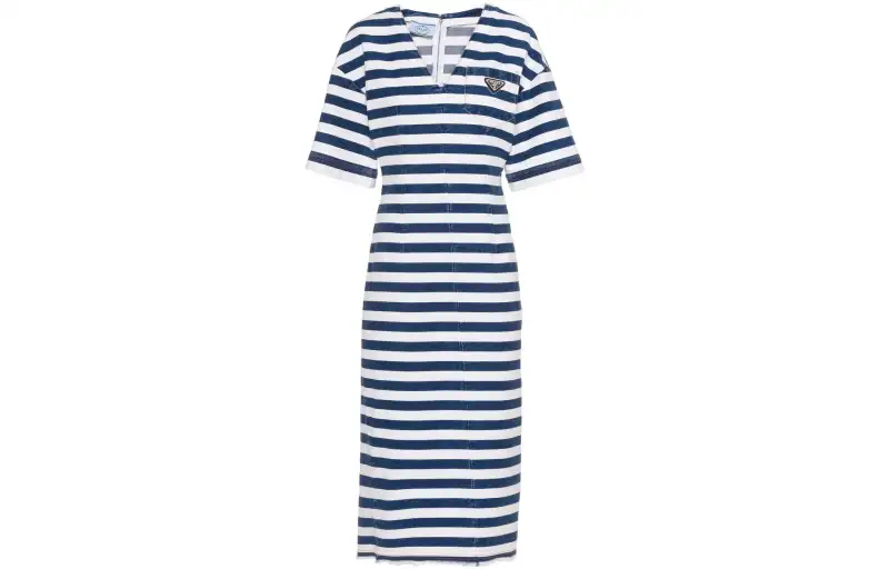 PRADA Short Sleeved Dress Women's Blue