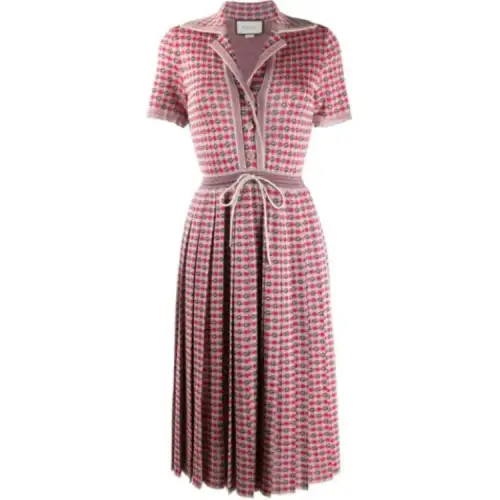 GUCCI SS21 Short Sleeved Dress Women's Red