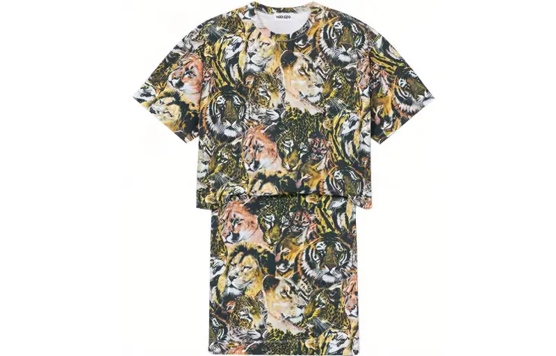 KENZO FW21 Crew Neck T Shirt Short Sleeved Dress Women's Multicolor