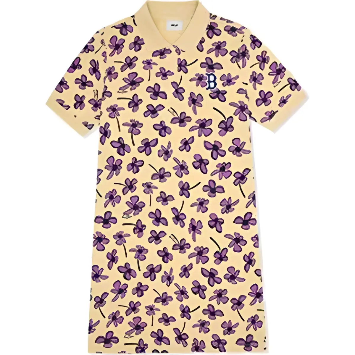MLB Short Sleeved Dress Women's Dark Skin Beige