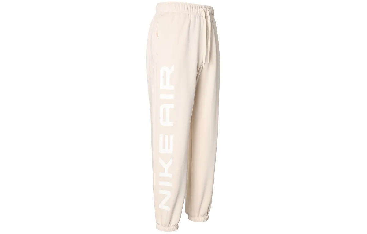 Nike Side Letter High Rise Lace Up Casual Fleece Lined Knitted Sweatpants Women's Ice Guava