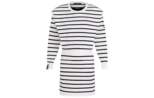 LOUIS VUITTON New Quarterly Products Of LV Long Sleeved Dresses Women's White Crew Neck Moderate Mid Length