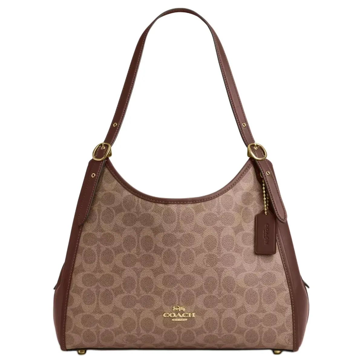 COACH Coated Canvas Shoulder Bag Large Women's Gold & Tawny