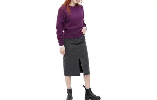 UNIQLO Denim Long Skirts Women's Sky Gray Mid Length A Line Skirt