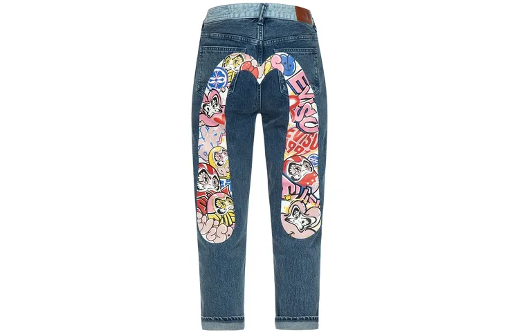 EVISU Jeans Women's Denim Blue Moderate Straight Fit Pants