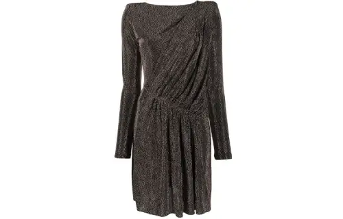 SAINT LAURENT Padded-Shoulder Drape Dress
