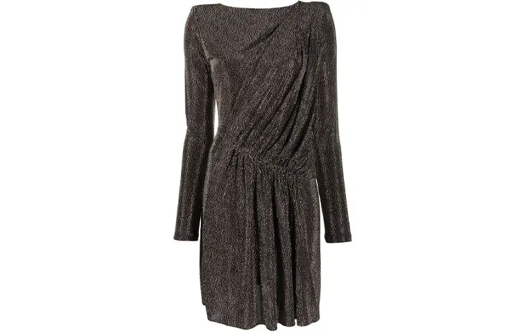 SAINT LAURENT Padded-Shoulder Drape Dress