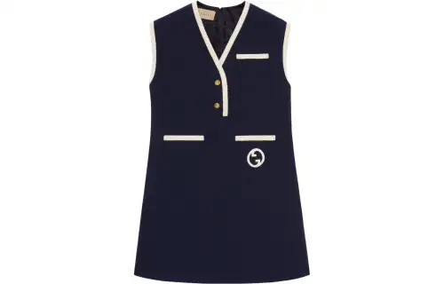 GUCCI Sleeveless Dress Women's Dark Blue