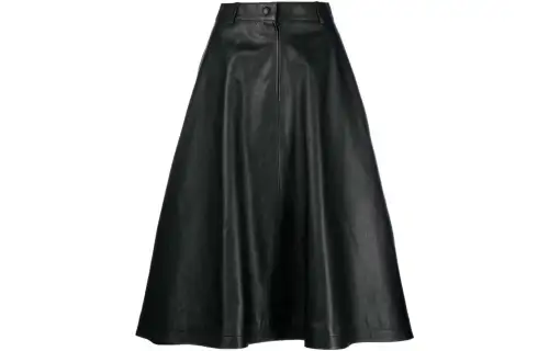 Balenciaga leather midi A-Line skirt