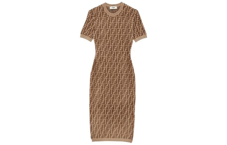 Женское платье Fendi FENDI FW22 Logo (коричневое)