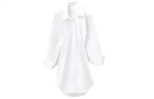 Alexander wang SS22 solid color off-shoulder shirt style autumn hot girl long-sleeved dress women's white