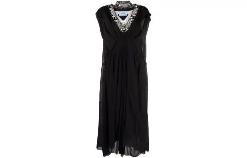 PRADA Jacquard Knit trim Draped effect Long Dress