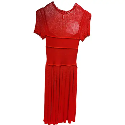 DIOR Short Sleeved Dress Women's Red