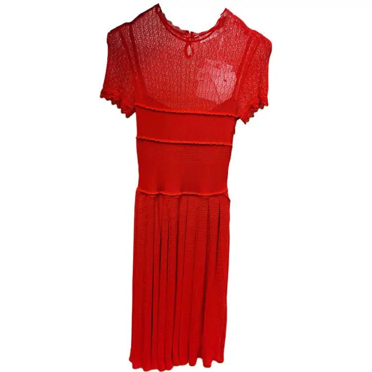 DIOR Short Sleeved Dress Women's Red
