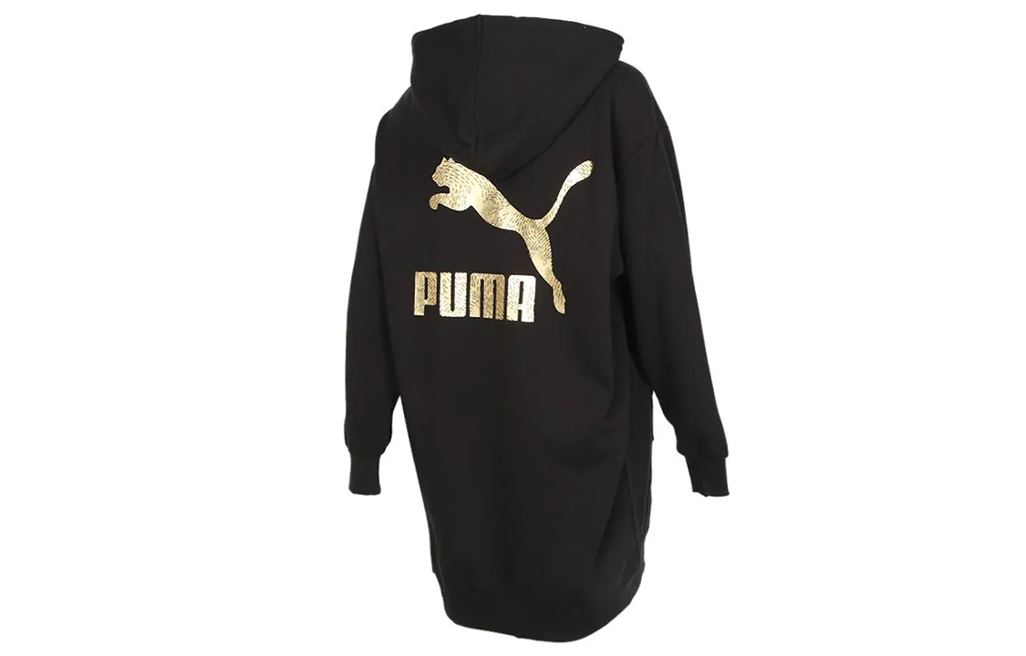 PUMA Long-Sleeved Dresses Women's Black Hooded Moderate Short