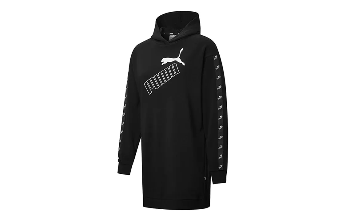 PUMA AMPLIFIED Long-Sleeved Dresses Women's Black Hooded Moderate Short
