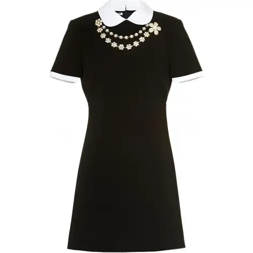 MIU MIU Short Sleeved Dresses Women's Black Polo Collar Moderate Short