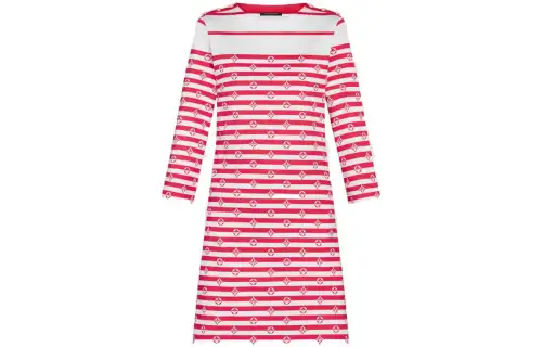 LOUIS VUITTON SS22 Long Sleeved Dress Women's Red White