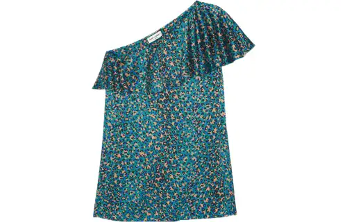 SAINT LAURENT One Shoulder Ruffled Mini Dress