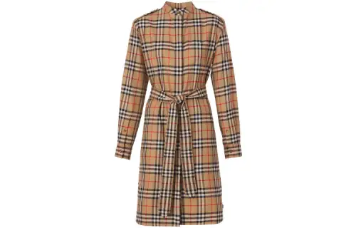 Burberry Kari Vintage Checked TIe-Waist Shirt Dress