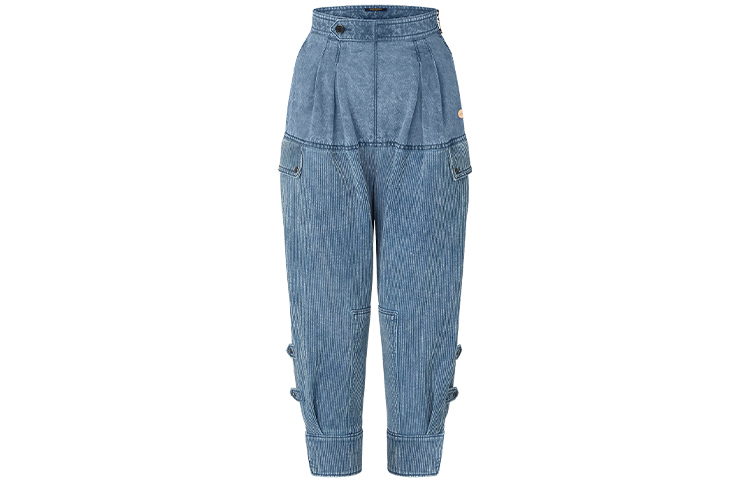 LOUIS VUITTON New Quarterly Products Of LV Jeans Women's Blue Moderate Tapered Pants