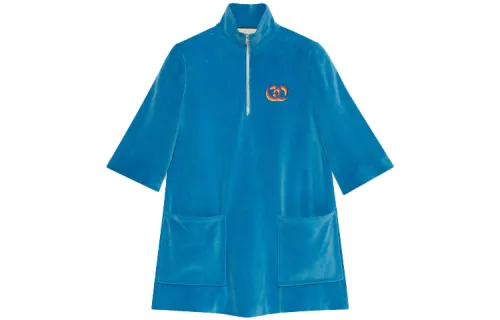 GUCCI Short Sleeved Dress Women's Blue
