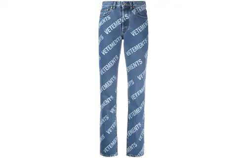 Vetements Jeans Women's Blue Moderate Straight Fit Pants