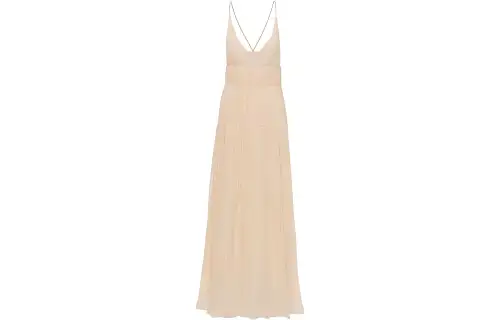PRADA Sleeveless Dresses Women's Beige V Neck Moderate Long