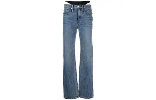 Alexander wang FW22 micro-laden heavy-duty solid color low-waist hottie thong jeans for women blue