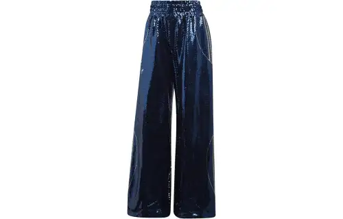 Adidas Originals Knitted Sweatpants Women's Blue Moderate Straight Fit Pants