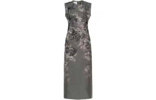MIU MIU Sleeveless Dresses Women's Gray Crew Neck Moderate Long