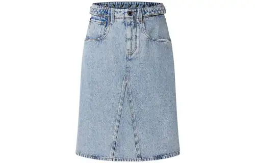 LOUIS VUITTON Bleached Denim Midi Skirt