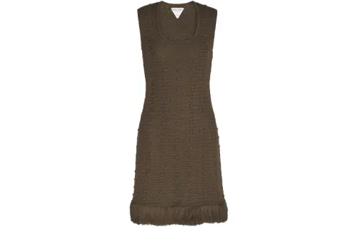 Bottega Veneta crochet fringe-trim midi dress