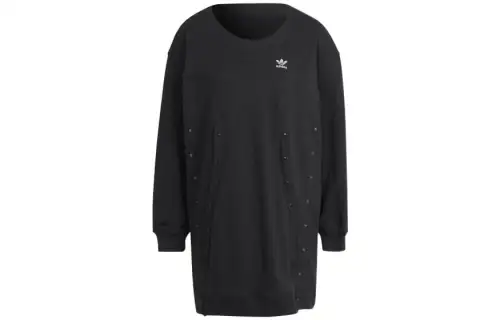 Adidas Originals Long Sleeved Dresses Women's Black Crew Neck Moderate Short