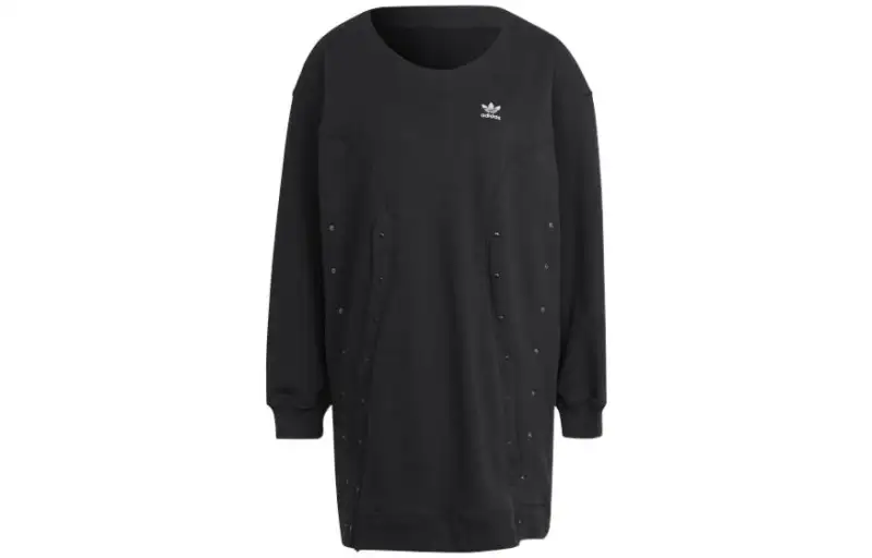 Adidas Originals Long Sleeved Dresses Women's Black Crew Neck Moderate Short