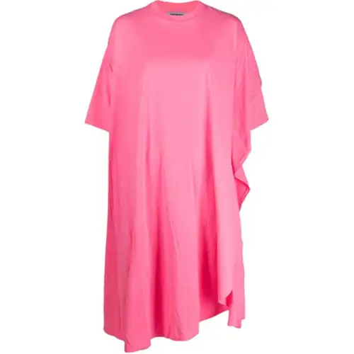 Balenciaga Short Sleeved Dress Loose Fit Women's Pink