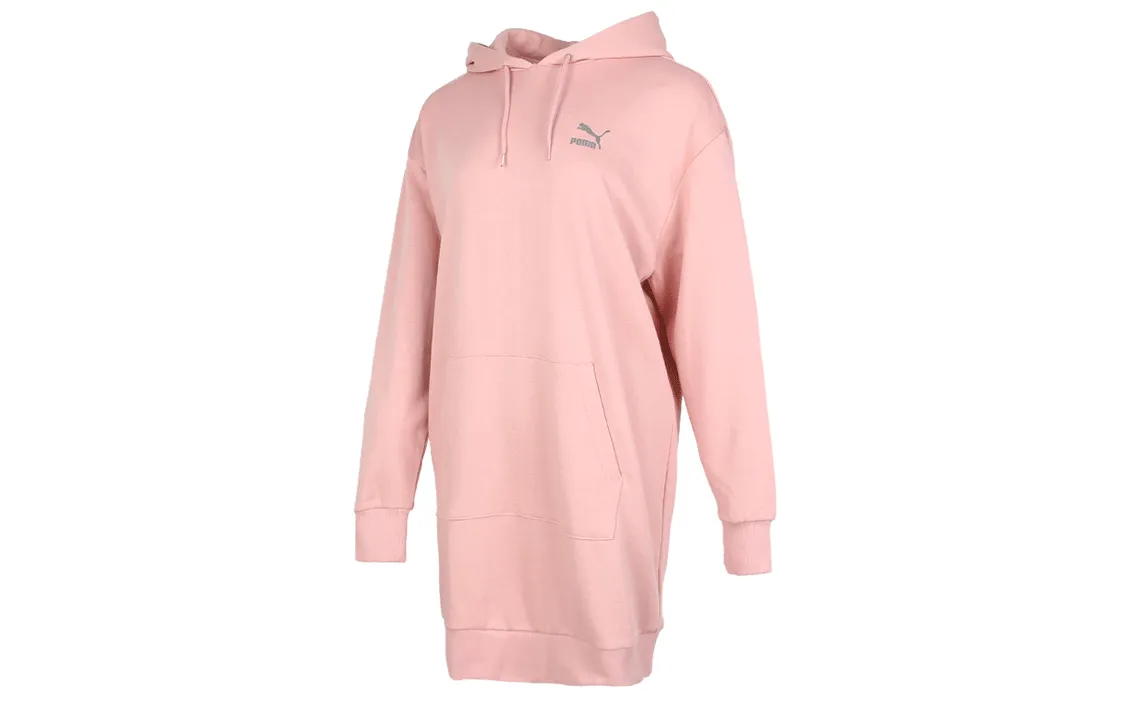 PUMA Long-Sleeved Dresses Women's Pink Hooded Moderate Short