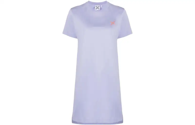 KENZO Short Sleeved Dresses Women's Purple Crew Neck Moderate Mid Length