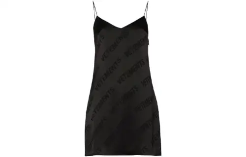 Vetements Sleeveless Dresses Women's Black V Neck